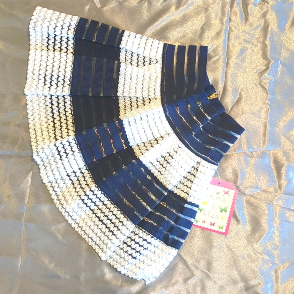 Emma & Elsa Navy Blue and White Kids size 7-8 Lace Tutu Skirt
